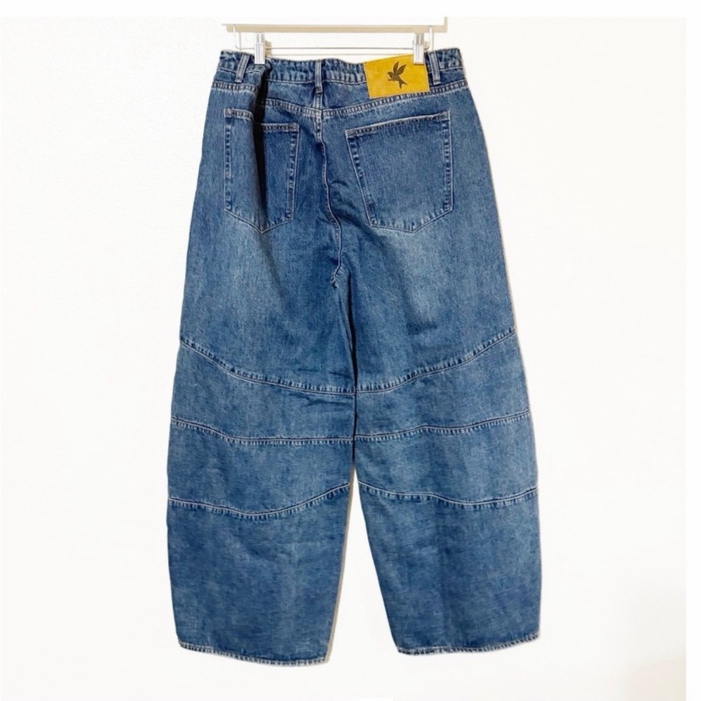 NWT Free People x One Teaspoon Barrel Leg Seamed Jeans in Deep Pacifica Jeans - Picture 6 of 6